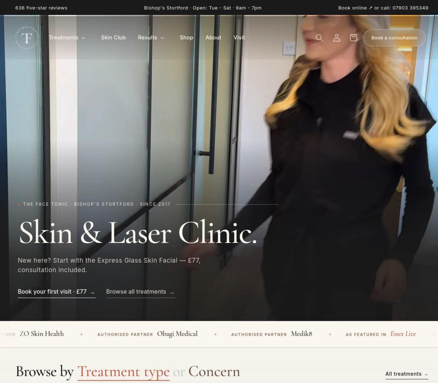 The Face Tonic skin and laser clinic website