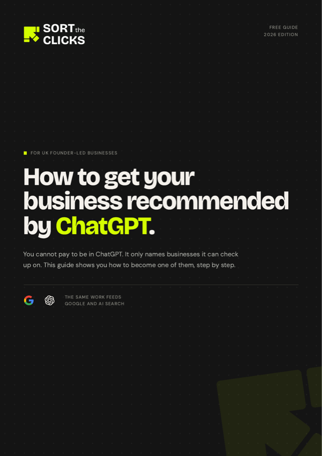 Cover of the free guide: how to get your business recommended by ChatGPT