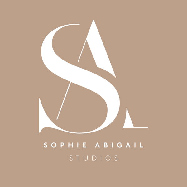 Monogram in white on the clay brand colour