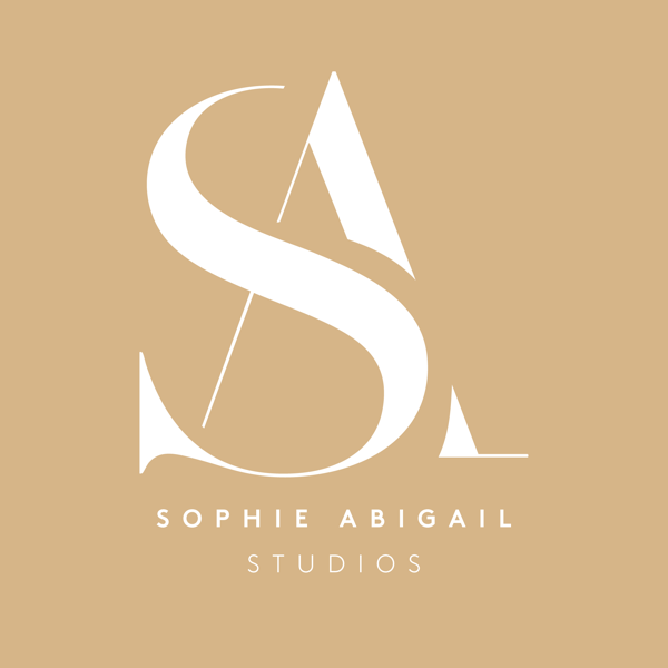 Monogram in white on the gold brand colour
