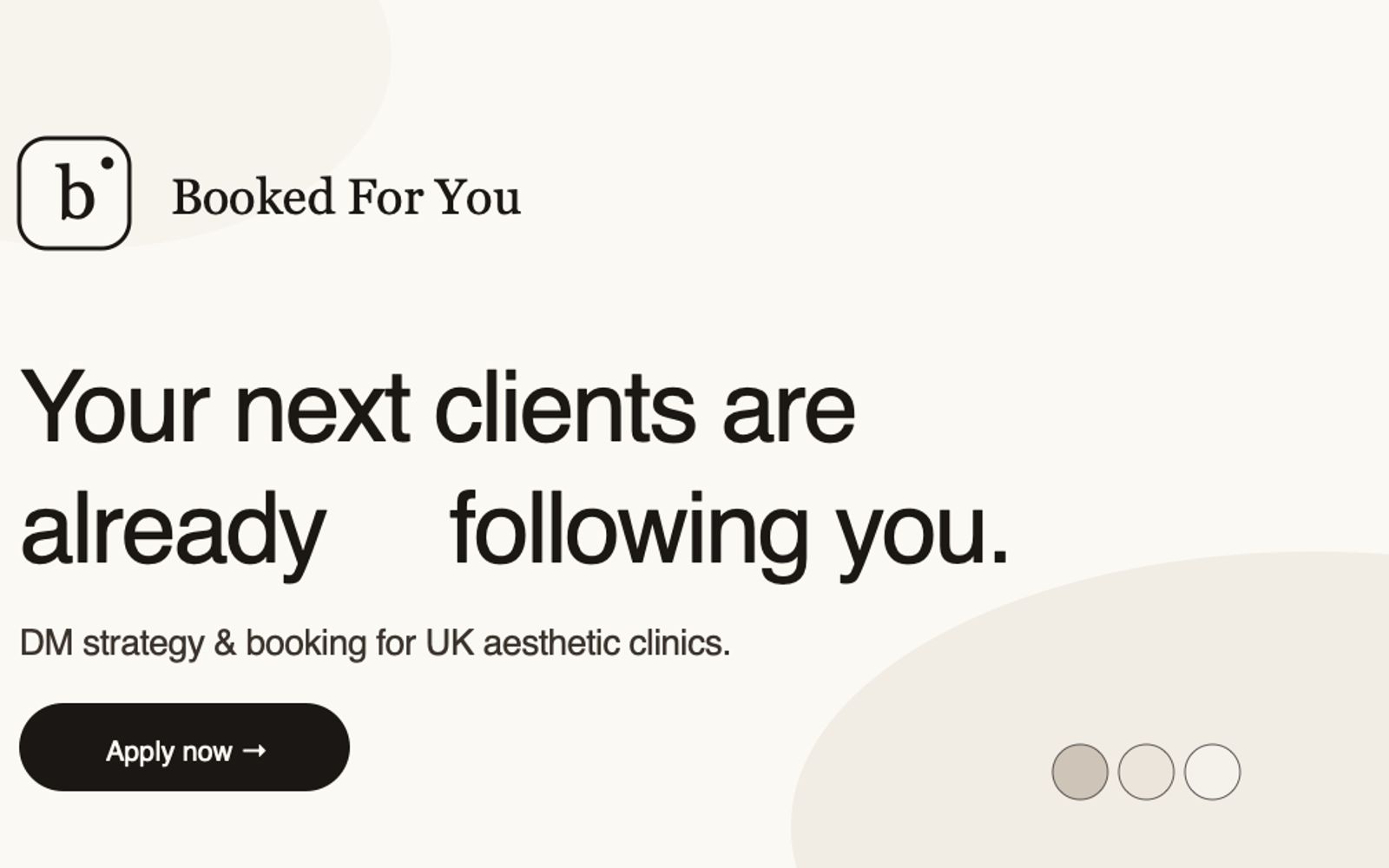 Booked For You website headline on desktop