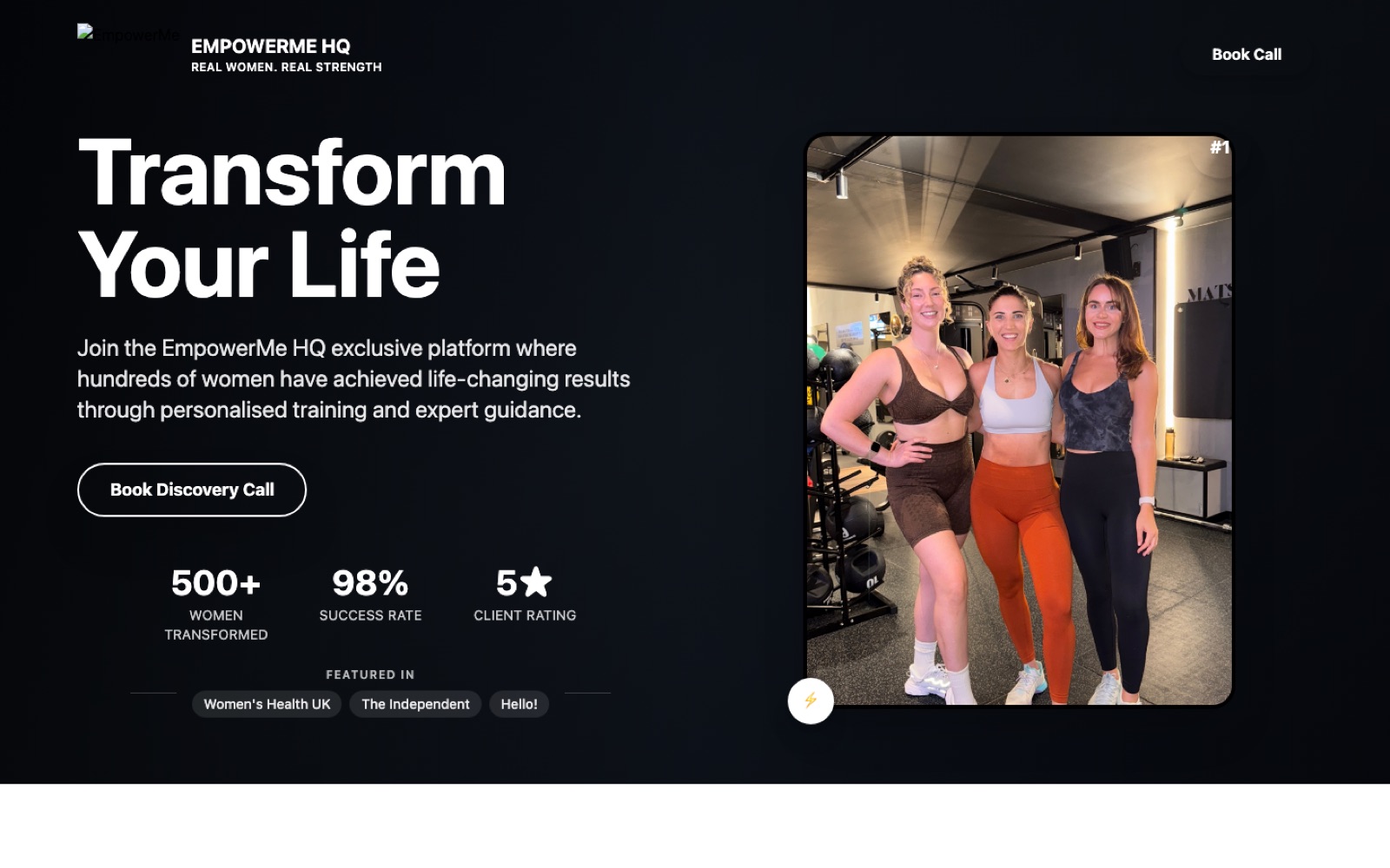 EmpowerMe HQ website on desktop